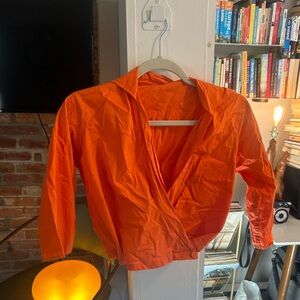 Vintage cropped cross-over top with quarter sleeves